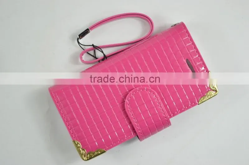2016 Beautiful and Cute Style PU Leather Case for iphone6 with Big Magnet, Card slots and sling