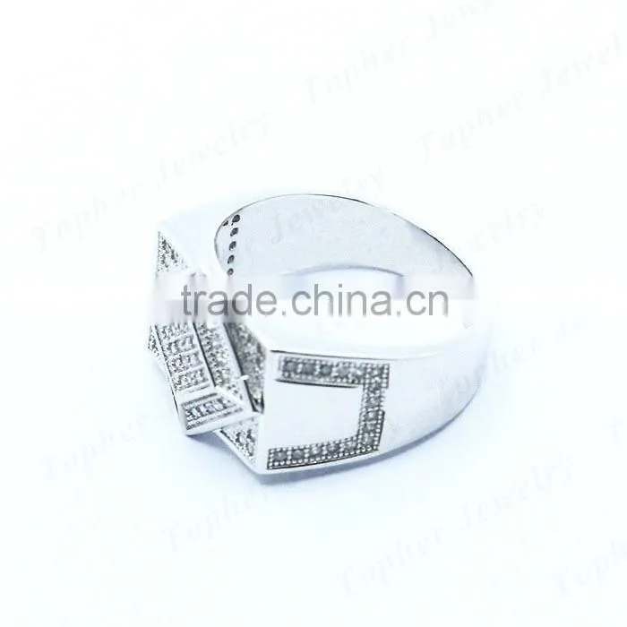Wholesale 2014 fashion 925 silver man ring with stone