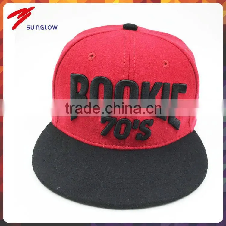 2015 new design custom wool 3D Embroidered snapback hat