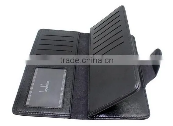 Unisex multi card holder long wallet soft leather with clasp button