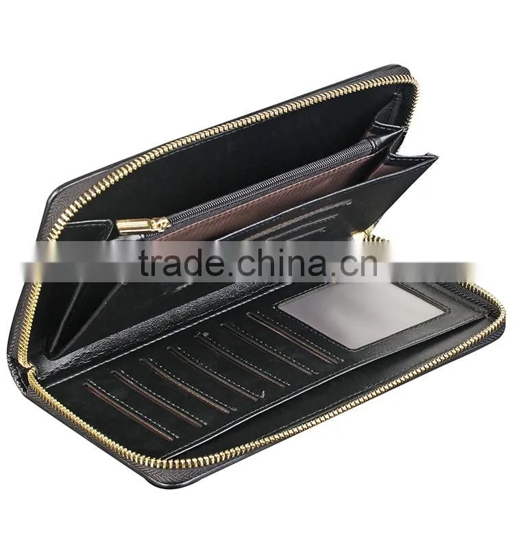 QIALINO Wholesale Zip Wallet Luxury Ostrich Leather card wallet handbag