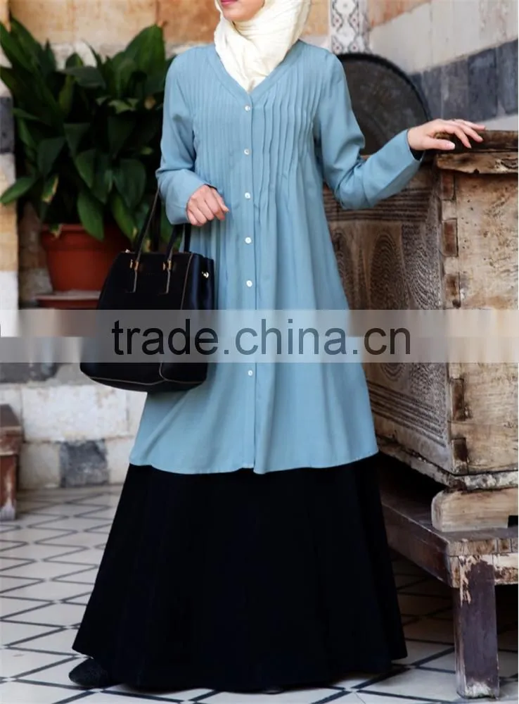 OEM service China factory custom made arabic linen buttons women tunic tops