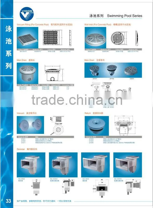 PIKES Main drain for swimming pool/ABS Swimming Pool Fitting Accossories