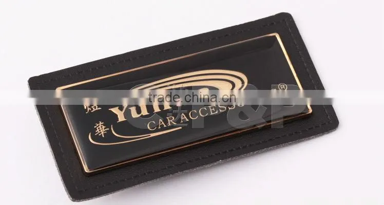 Genuine leather black metal Custom metal clothing label