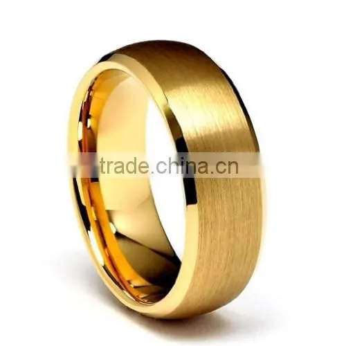 18K Gold Plated Tungsten Carbide Ring, 2014 Wholesale Matte Tungsten Ring , Direct Factory Fashion Rings