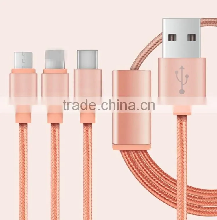 high quality 3 in 1 usb cable mirco USB cable charging line