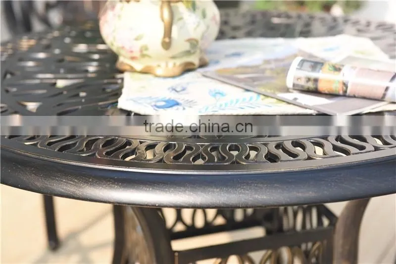 2016 Cast Aluminum Powder Coated Garden Table Set with Cushion - Antique Bronze