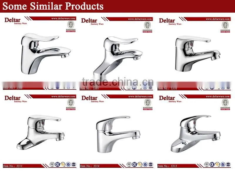 made in china wall faucet, square unique design double lever faucet, 3 hole faucet