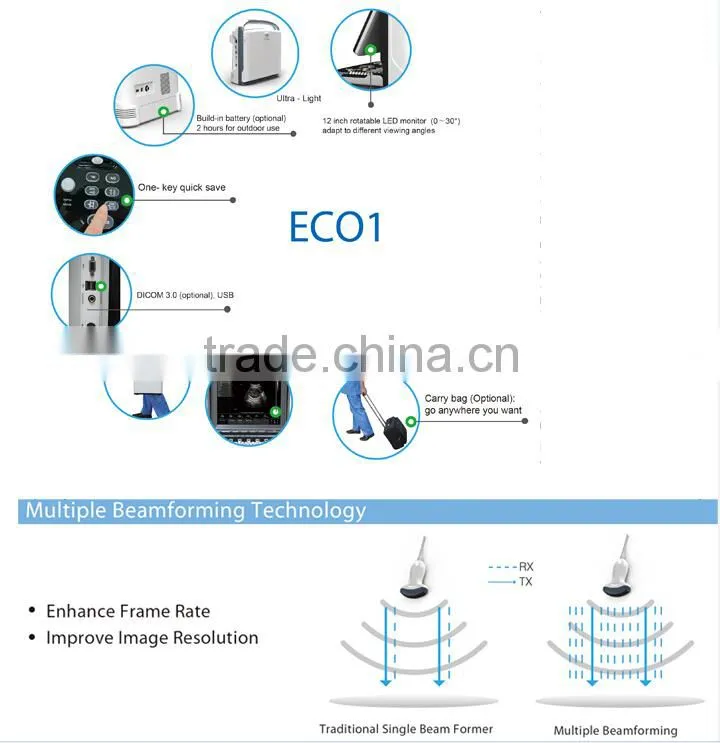 NEW Ultrasound Scanner ECO1 with 2.5-5.0MHz Convex probe for abdoment OB GYN Urology Vascular Small parts pediatrics cardiology