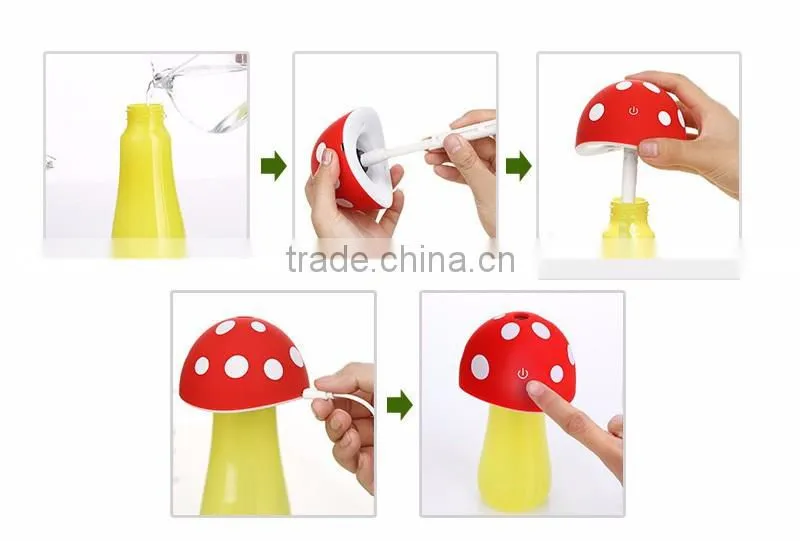 USB Mushroom Humidifier Led Light Diffuser Touch Button Ultrasonic Humidifier Cartoon Humidifier