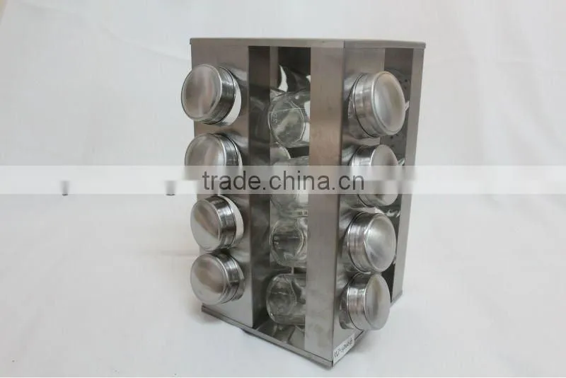 revolving glass spice set, spice jar, seasoning can, seasoning jar, castor, caster, spice shaker