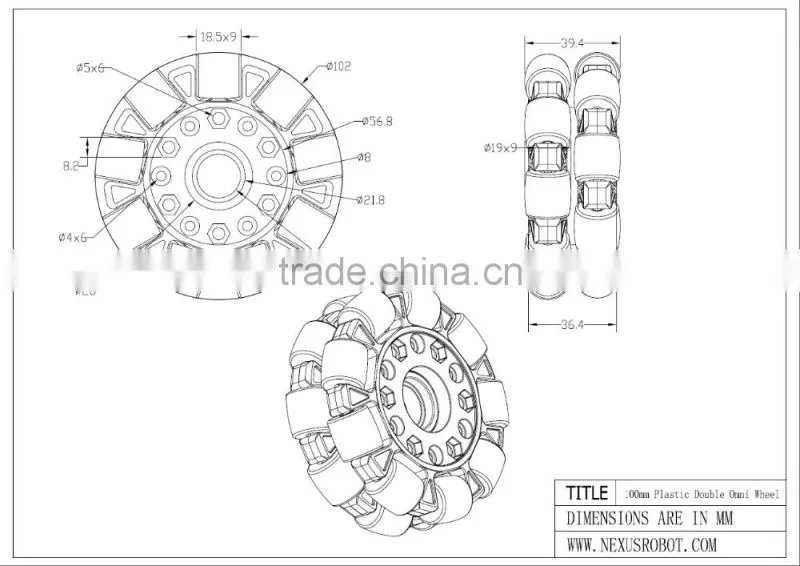 100mm Double Plastic Omni Wheel basic 14049