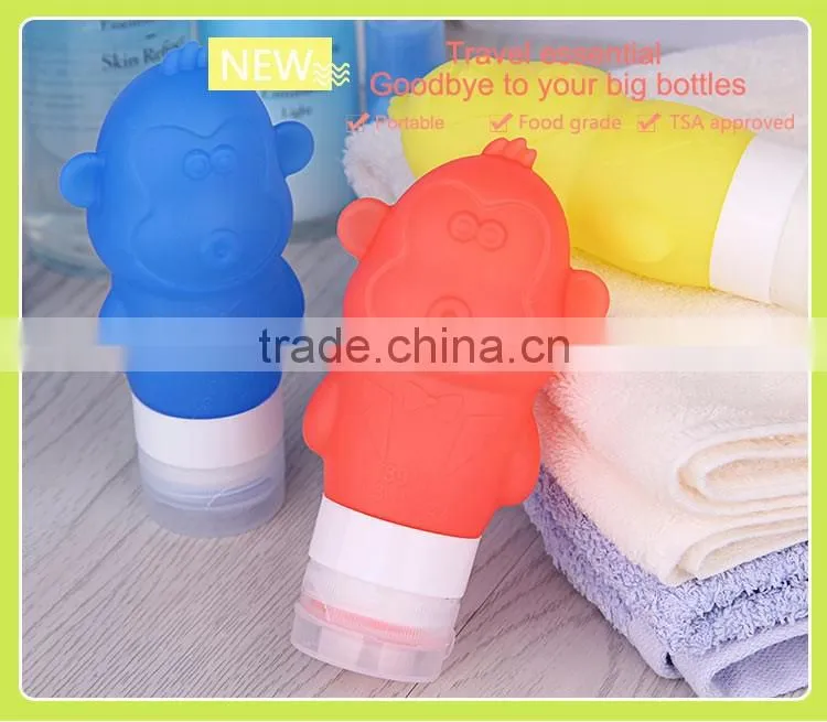 Food grade silicone Travel Set Bottles Monkey shape bottles Carry-on Airline Aprroved
