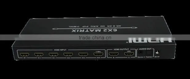 New Product High Quality HDMI 1.4 Matrix 6*2 HDMI Switch Black