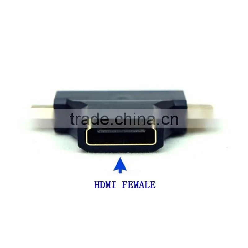 3 in 1 Micro HDMI Male & Mini HDMI Male to HDMI 1.4 Female 90 Degree COMBO Adapter HDMI Male Connector