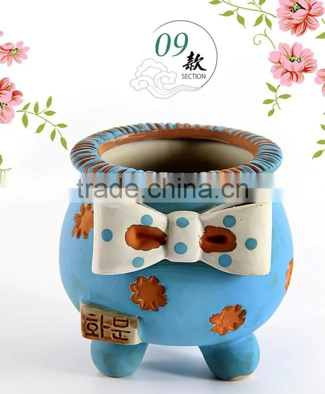 Korean style hand painting ceramic small decorative flower pots