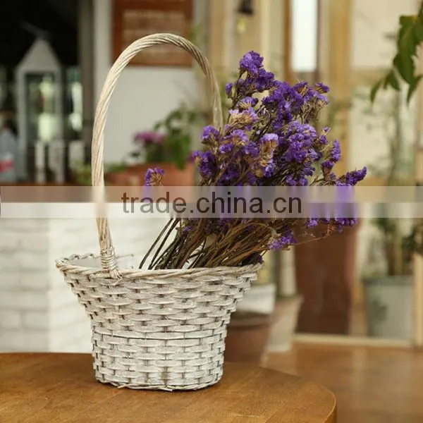 New Year beautiful flower girl wicker basket for wedding