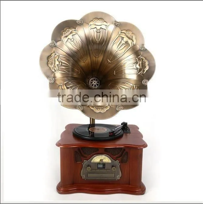 Hot High Quality Classic Wooden Radio Gramophone Luxury Retro Vinyl Phonograph Record Player Wooden Radio Gramophone
