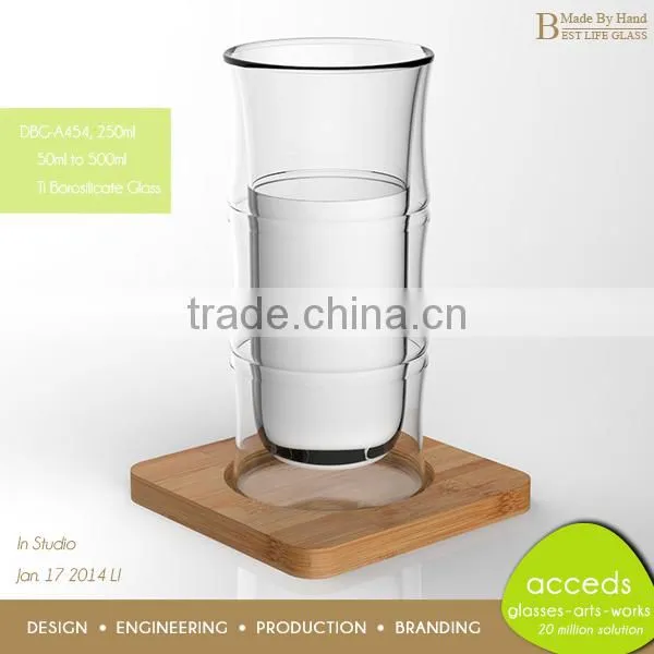 New Innovations Custom Handblown Borosilicate Glass Wooden Tea Mugs