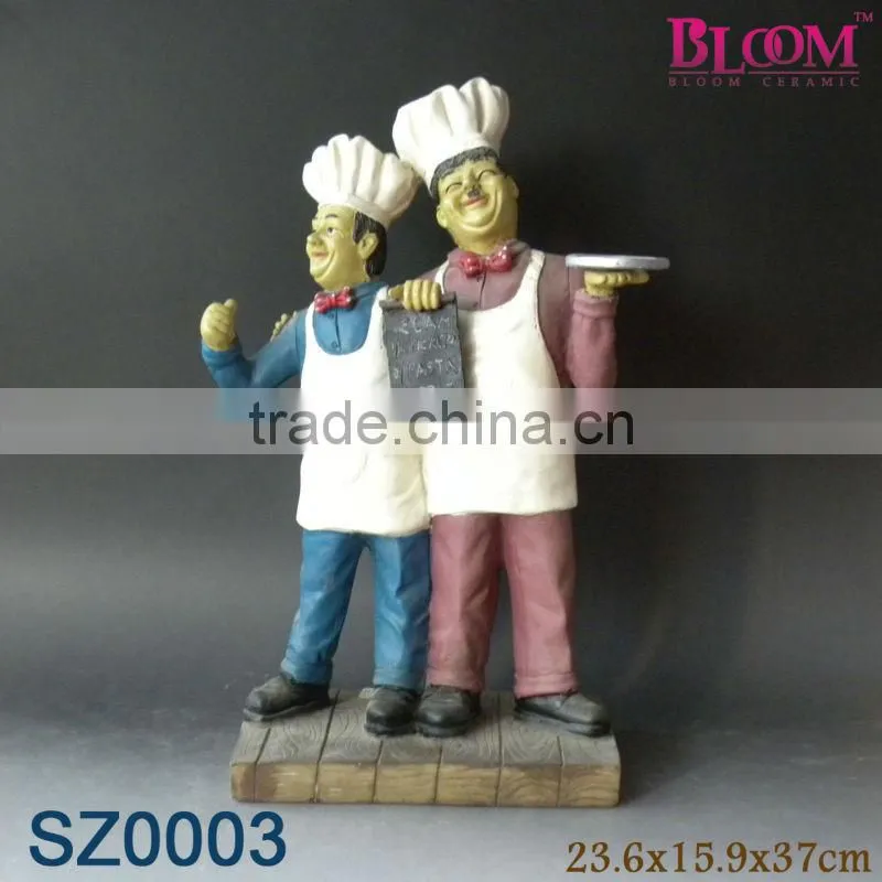 Promotional handmade chef shape polyresin decorative figure