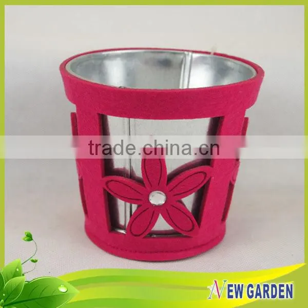 Home Furniture Flannelette And Iron Decorative Table Top Flower Vases