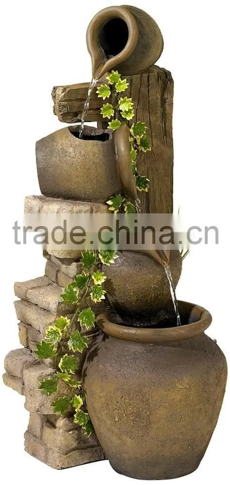 Four Rustic Jugs Cascading Water Fountain