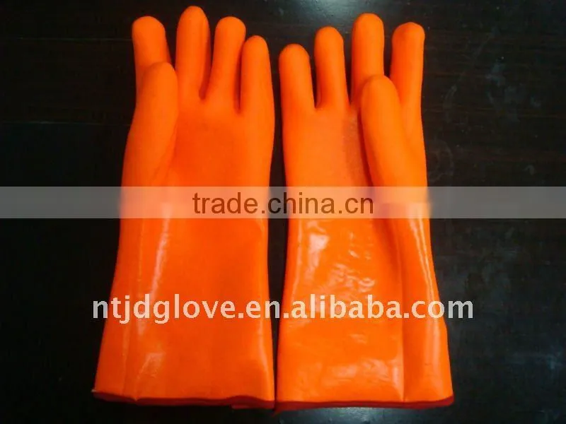 Fluorescence PVC Fully coated jersey liner/35CM / Working / Safety gloves
