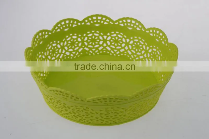 Hollow Out Design Round Shape PP Plastic Storage Fruit Basket