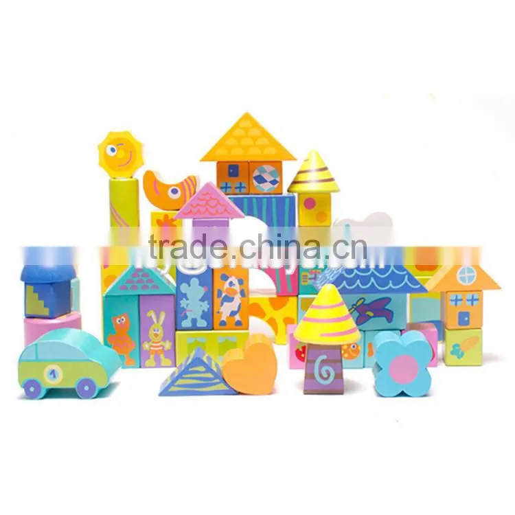 High quality educational kids building toys wooden play blocks W13A055