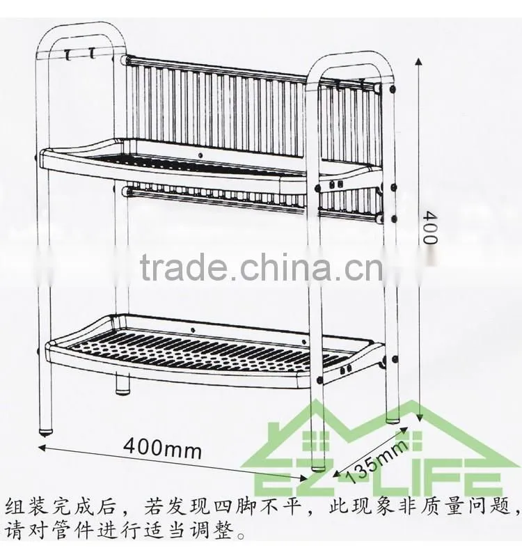 2017 Best Selling 2 Tiers Chrome Plated Kitchen Accessory Dish Rack/ Dish Drainer/Plate Rack