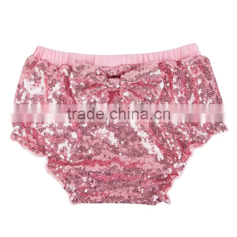 Wholesale Girls Sequin Shorts Newborn Baby Sequin Bloomers With Butterfly Knot