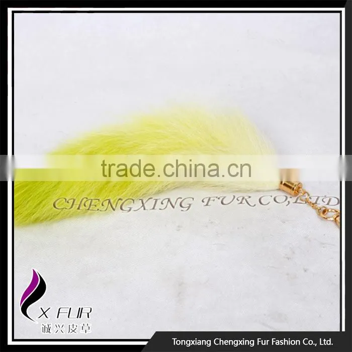 CX-R-34B Wholesale Custom Fashion Dip Dying Fox Fur Metal Keychain