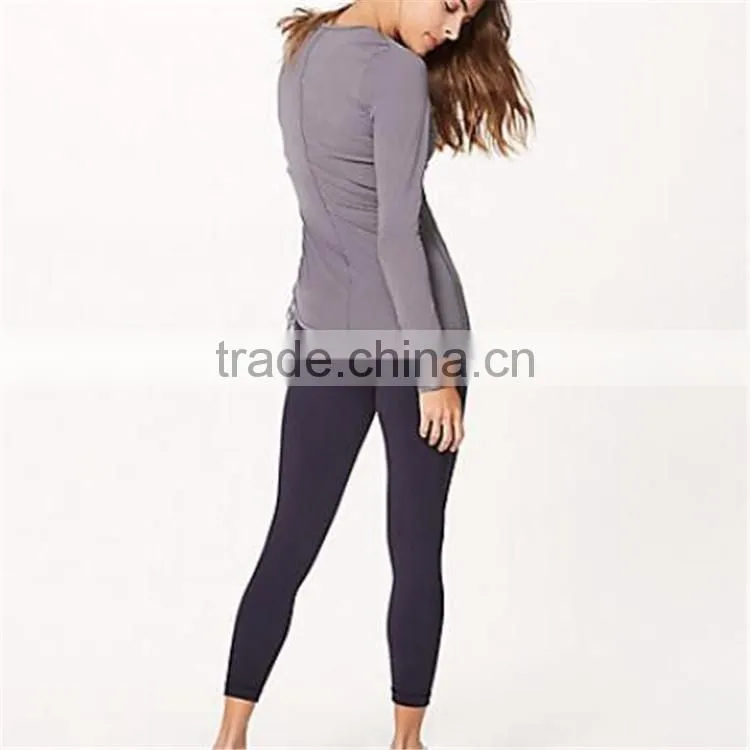 Women grid shirt with long sleeve with side ruffle tshirts
