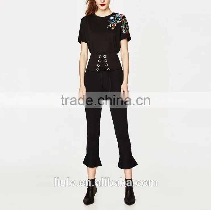 New Design Embroidered T-shirt For Female Popular Design Woman Shirt