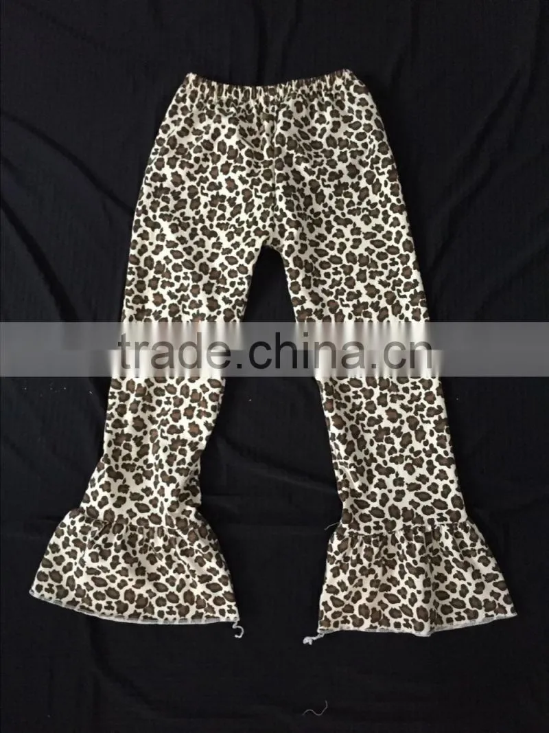 Wholesale girls ruffle pants baby girls cotton solid icing pants with ruffles