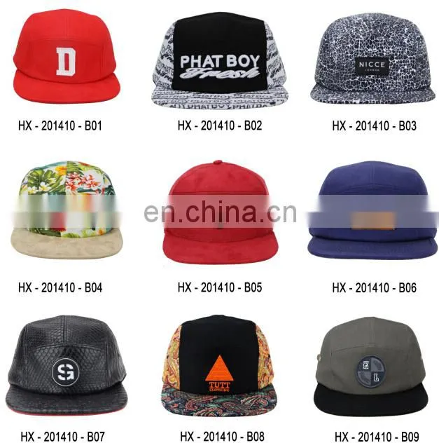Floral Brim 5 Panel Hat Wholesale Front Patch Logo 5 Panel Hat/Cap