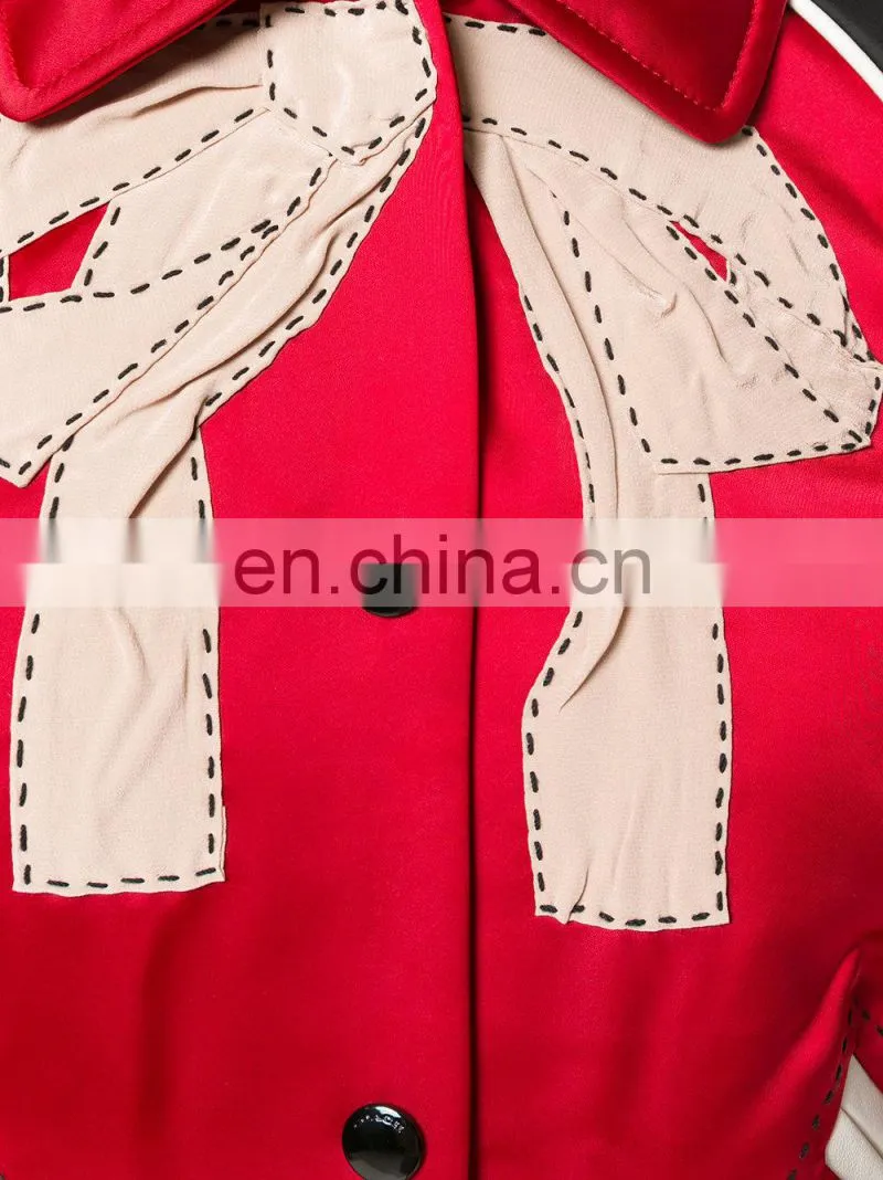 Women's Classic Stand Collar Button Up Embroidered Star Jacket