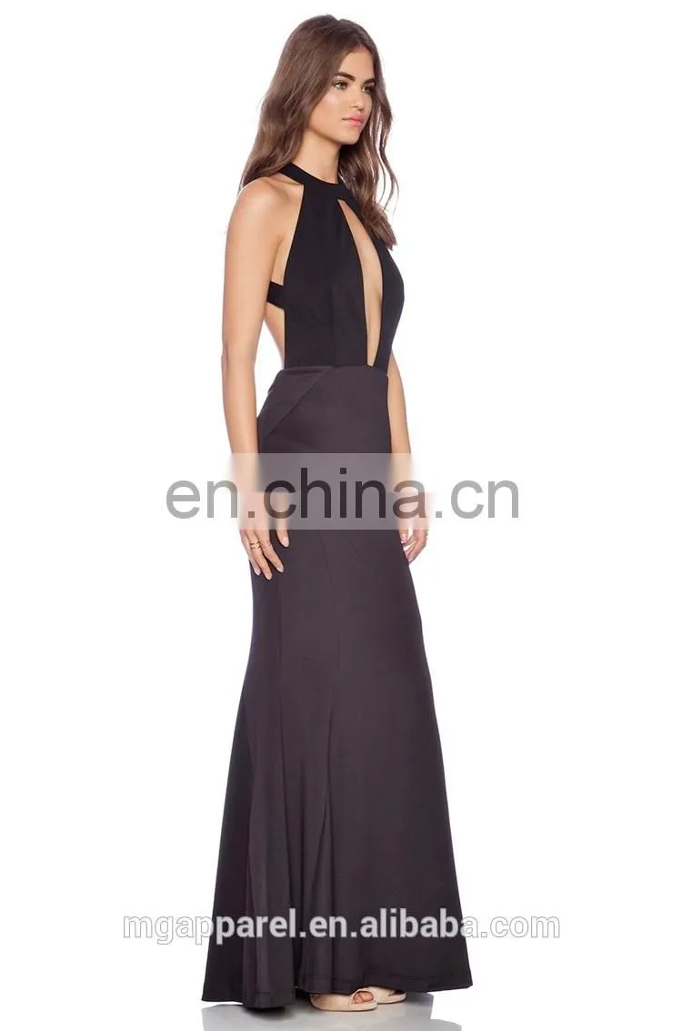 ladies black sexy long evening dress sexy halter neck evening gown evening dress with open back long