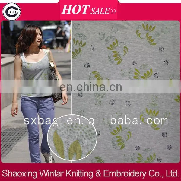 shaoxing winfar melange polyester printed knit fabric single jersey for garment