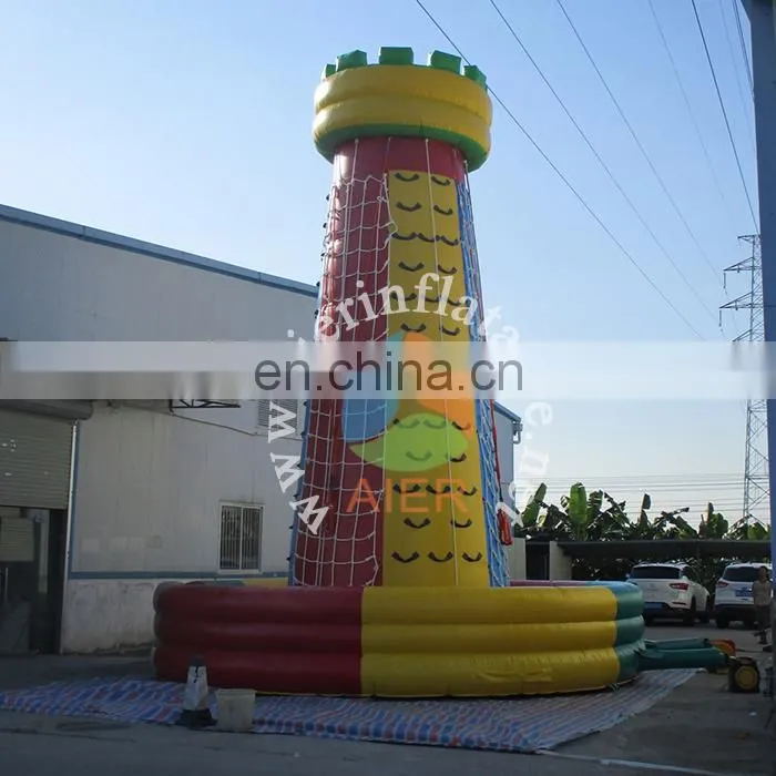 Outdoor inflatable climbing walls for adult&kids,9m climbing tower inflatable climb in ball,inflatable sports game