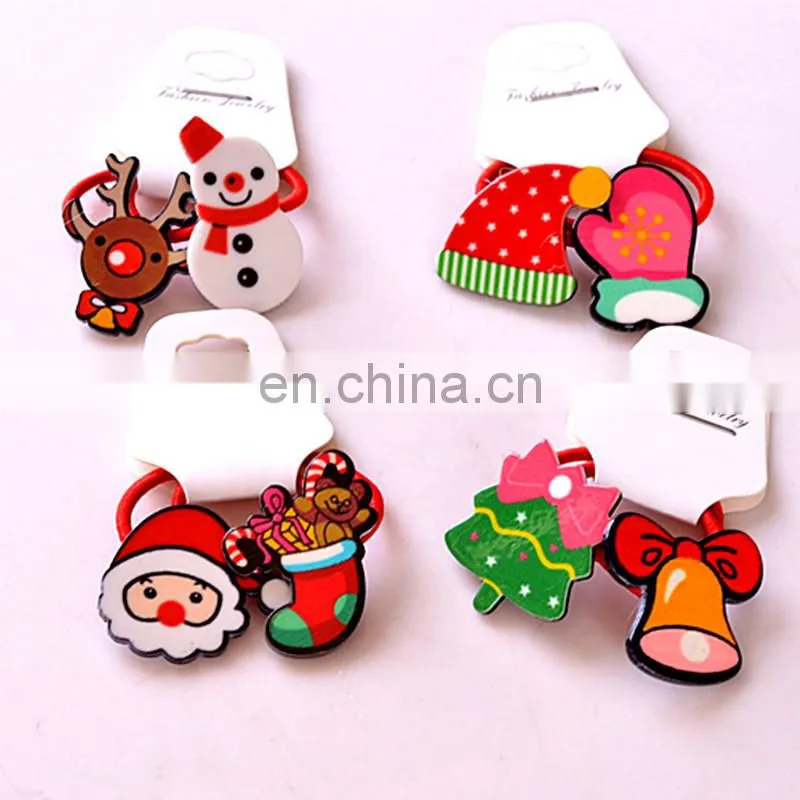 New fashion cute cartoon Snowman Deer Bell christmas hair rope