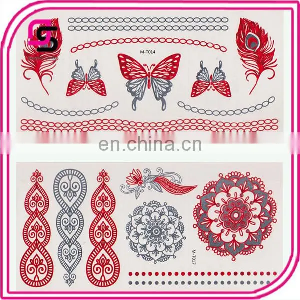 Spring design fancy tattoo sticker, metallic temporary tattoo
