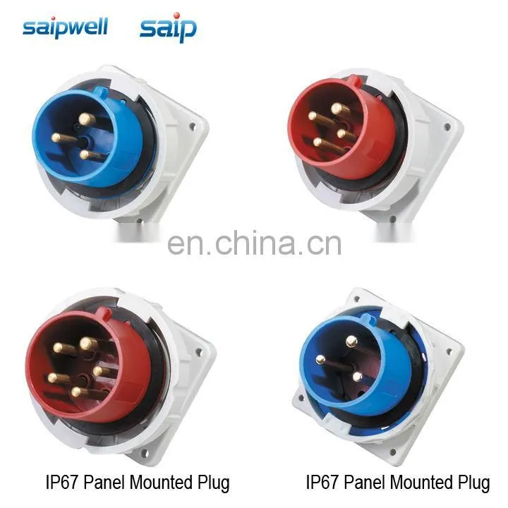 Saip Group CEE/ IEC International Standard industrial plugs and sockets 4 poles / 63A / 400VAC outside installation type
