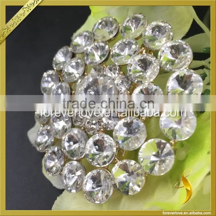 Costume jewelry brooches flower rhinestone hair brooches bling rhinestone brooches for sashes FB-072