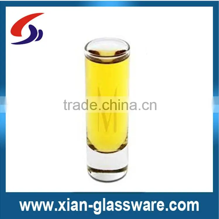 Promotional wholesale high quality clear thick bottom long shot glass/mini wine glass