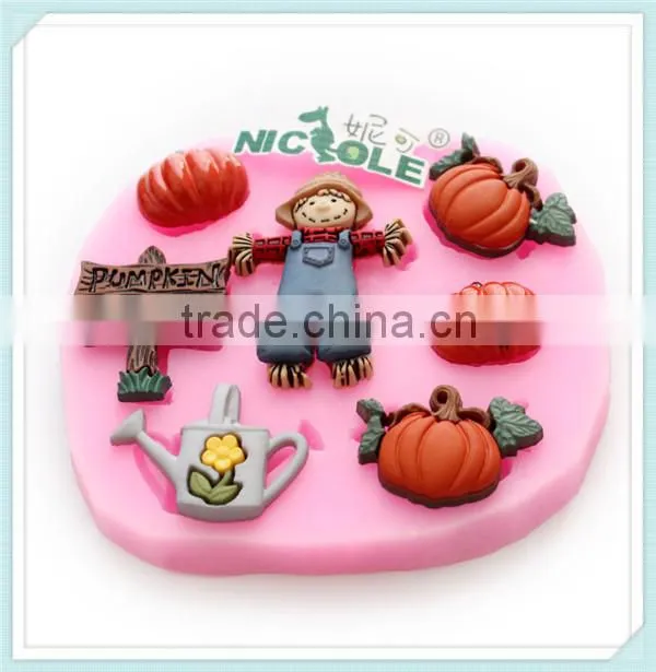 F0536 Nicole Hallowmas Pumpkin Silicone Molds For Cake Decorating Tool