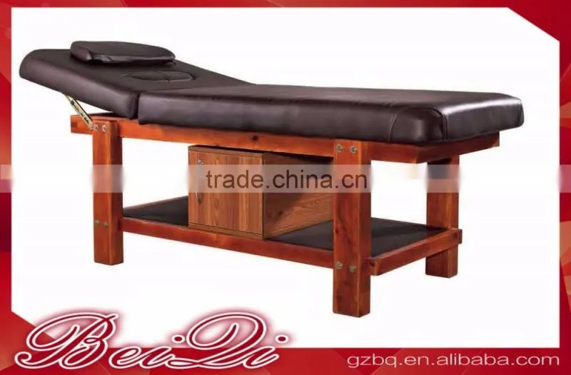 Beiqi 2016 New Beauty Salon Comfortable Stable Massage Bed with Wood Base Solid Wood Furniture