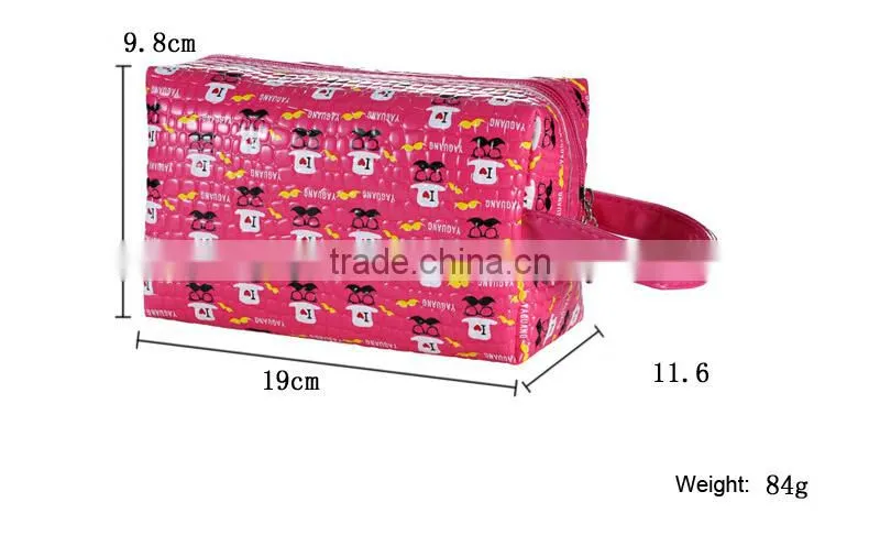 Fashion mustache glasses PU printed makeup bag black popular large capacity cosmetic bags