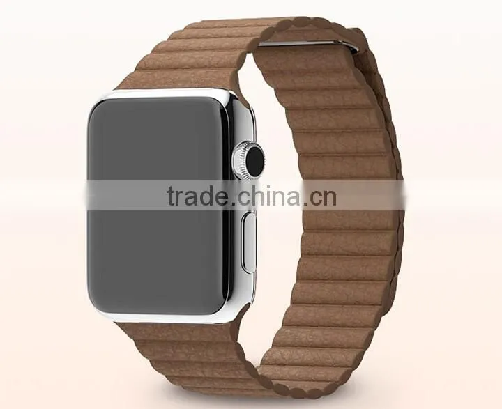 Genuine Leather Loop straps For Apple Watch Leather Band with Adjustable Magnetic Closure Loop