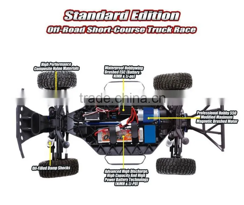 Minitudou High Speed car large 2.4G 4D RC Brush Monster 1/10 Electric Short course truck 1:10 scale model trucks